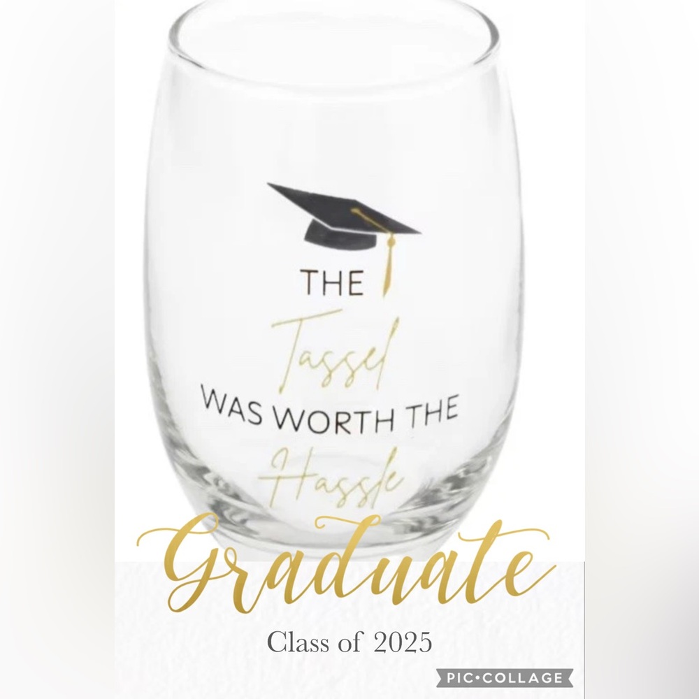 New Cristar Graduation Tassel Worth the Hassel Stemless Wine Glass, 15.5 oz. - Picture 1 of 4